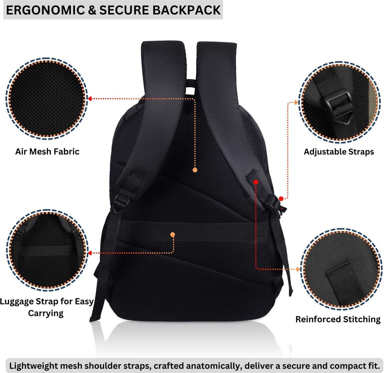 Medium 30 L Laptop Backpack Ergonomic & Secure Bagpack